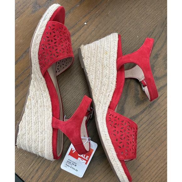 NWOB Vionic Women's Tulum Ariel Cherry Red Wedge Sandal Size 10 Open Toes - Picture 3 of 8